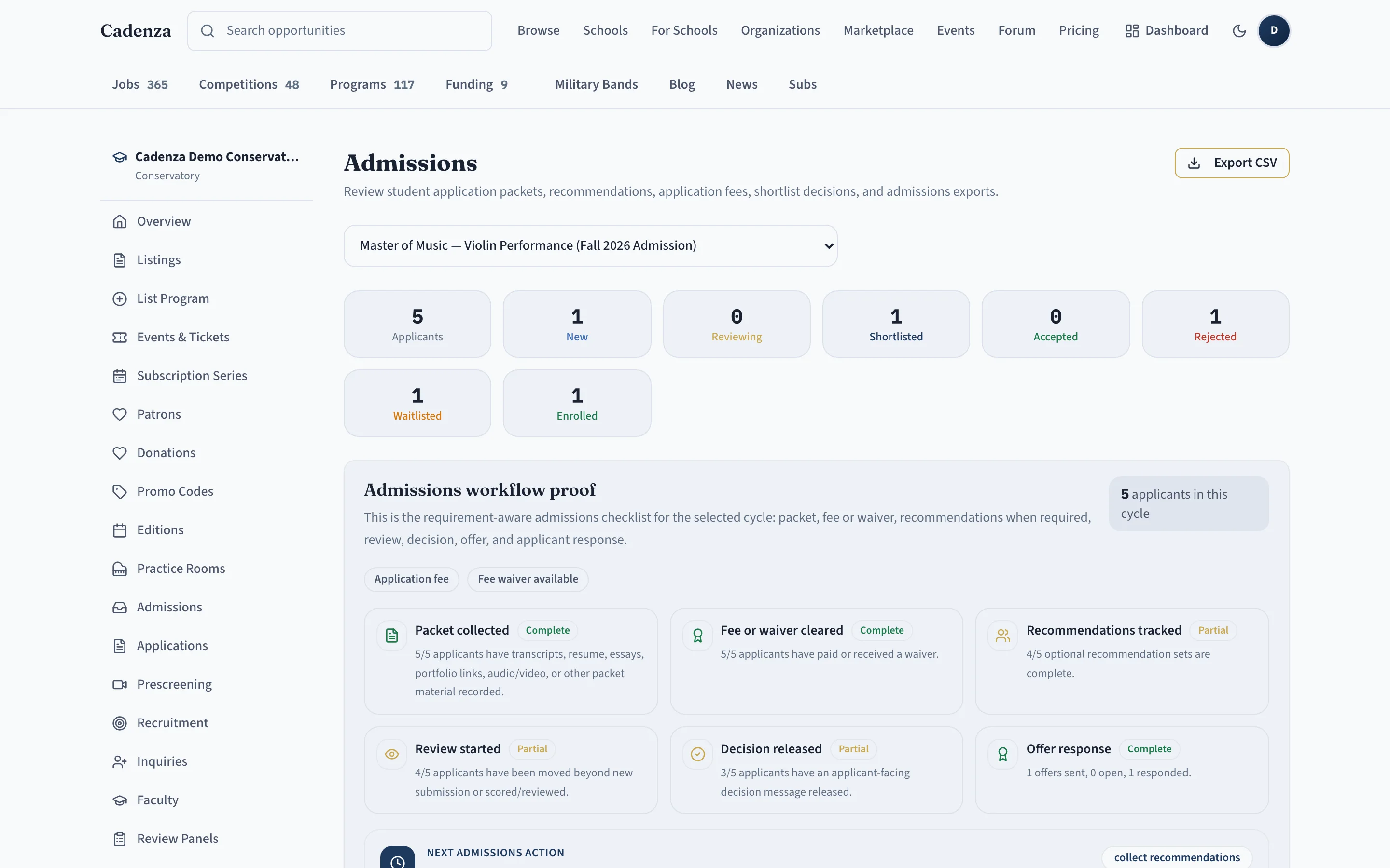 Every applicant, in one reviewable view.