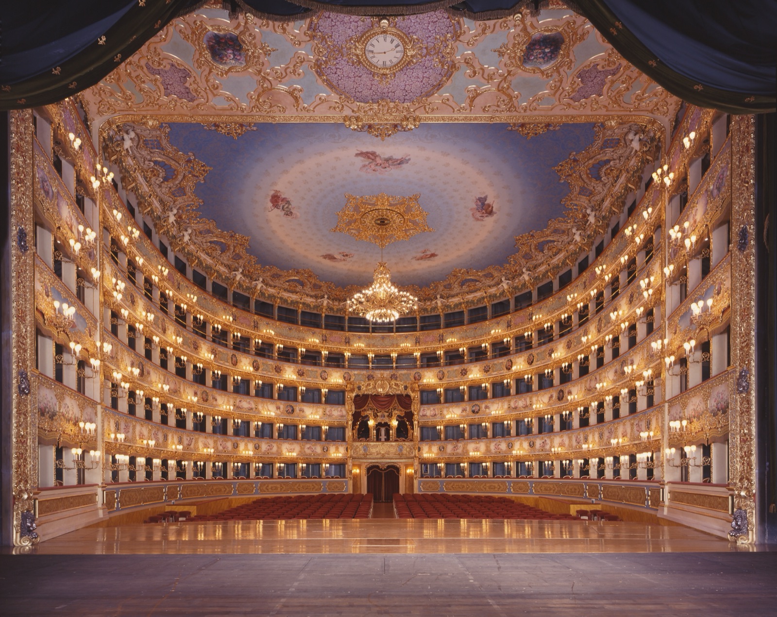 The auditorium of Teatro La Fenice viewed from the stage
